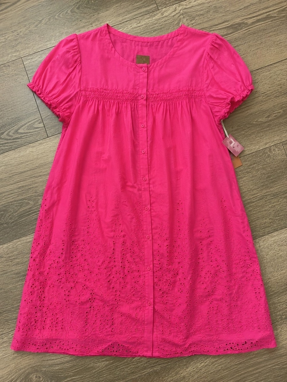Ali Ro Pink Eyelet Silk Blend Dress – Size 6 – NWT
